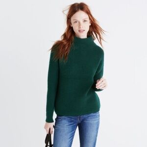 Madewell Southfield Mockneck Wool Blend Sweater in Dark Forest Green Size Small